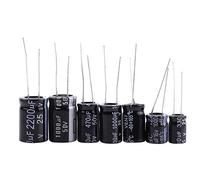 Kit di assortimento di condensatori elettrolitici da 125 pezzi 25 valori a bassa tensione 1uF-2200uF da 16 V a 50 V con scatola for fai da te elettronico Componente
