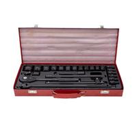 Kit di attrezzi automobilistici | Kit di attrezzi per auto a 24 pezzi | Scatola in ferro rossa, collezione di cavolo da 24 pezzi robusto, attrezzatura di fissaggio automatico, chiave portatile per la