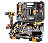 Kit di attrezzi da 117 pezzi con trapano a batteria da 12 V, set di attrezzi meccanici per la casa e la riparazione auto, perfetto per uomini, fai da te, tuttofare