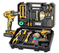 Kit di attrezzi da 117 pezzi con trapano a batteria da 12 V, set di attrezzi meccanici per la casa e la riparazione auto, perfetto per uomini, fai da te, tuttofare