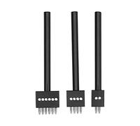 Kit di attrezzi in pelle perforata da 3 pezzi con dente nero, acciaio al carbonio resistente, spaziatura 4/5/6 mm, strumenti artigianali in pelle fai-da-te facili e veloci (Passo del dente 5 mm)