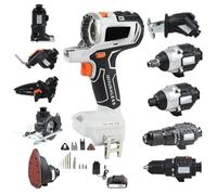 Kit di attrezzi per la lavorazione del legno con 10 utensili elettrici senza fili, batteria da 4,0 Ah e cassetta degli attrezzi, sega a ricetta, sega circolare, motosega, strumento oscillante,