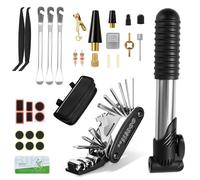 Kit di attrezzi per la riparazione della bicicletta Oziral da 34 pezzi, set multiuso 16 in 1 con custodia impermeabile, mini pompa, contiene tutti gli accessori necessari per la bicicletta.