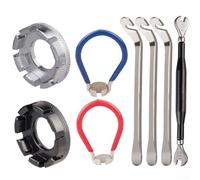 Kit di attrezzi per raggi della bicicletta, 8 pezzi, chiave a doppia estremità per tiraraggi, leve per pneumatici, messa a punto della tensione del cerchione, strumenti tascabili per riparazione bici