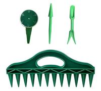 Kit di attrezzi per sementi da giardinaggio, set di 4 dispenser con forchetta per semina, guida profonda, strumento a punta e distanziatore per terreno per piantare e coltivare