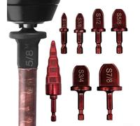 Kit di attrezzi per svasatura tubi rossi per tubi in rame, set da 6 pezzi in acciaio al carbonio con gambo esagonale da 1/4" per refrigerazione HVAC e impianti idraulici, dimensioni da 1/4" a 7/8"