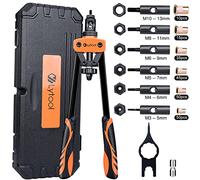 Kit di attrezzi, pistola per rivetti resistente con 205 pezzi, rivettatrice manuale professionale, include 6 mandrini per dadi M3 M4 M5 M6 M8 M10