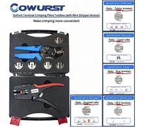 Kit di attrezzi portatili per pinze a crimpare terminali AAutomotive, dotato di cinque ganasce intercambiabili e spelafili