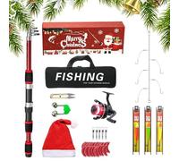 Kit di avviamento combinato canna e mulinello da a mosca, set combinato di canna da - Kit acqua di acqua salata del mare di Natale | Kit luce ultraportatile per canne pieghevoli