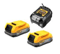 Kit di avviamento Dewalt 18V XR con 2 batterie compatte e caricabatterie Powerstack DCB1102E2