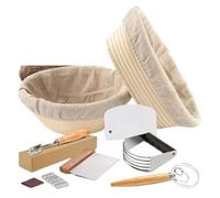 Kit di avviamento, set cestelli for la lievitazione, raschietto for rotondi for fermentazione, impastatrice, taglierina, frusta for pane(11 pieces)