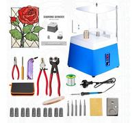 Kit di Avvio Premium per Vetrate Artistiche per Principianti: Include Smerigliatrice per Vetro con Punta da 5/8" E 1", Utensili per Taglio A Cerchio, Kit Piombini E Mini Utensile DIY per, Blue