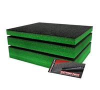 Kit di Avvio Shadow Foam Verde 3 pezzi | Inserti in Schiuma per Cassetta degli Attrezzi - Foglio in Schiuma 40x32cm Confezione Mista (30, 50 e 70mm di Profondità) Organizzazione Cassetta degli