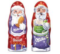 Kit di Babbo Natali in Finissimo CIoccolato al Latte -MILKA- + -LOTUS BISCOFF- 100 Grammi