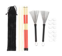 Kit di Bacchette con Bacchette 5A, Spazzola per Batteria, Ruta per Batteria, Ammortizzatore per Batteria e Borsa in Velluto per Bambini, Adulti, Gruppi Rock, Folk Jazz, Studenti,