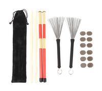 Kit di Bacchette con Bacchette 5A, Spazzola per Batteria, Ruta per Batteria, Ammortizzatore per Batteria e Borsa in Velluto per Bambini, Adulti, Gruppi Rock, Folk Jazz, Studenti,
