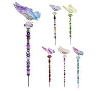 Kit di bacchette da giardino con paletti da fata, bacchetta per fata, set di pali da giardino fatti a mano, 6 perline filettate, 6 cristalli, 6, 90 perline per decorazioni artigianali da giardino