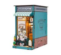 Kit di Bambola in Miniatura Fai da Te, Libreria di Caffè Mini 3D Modello di Costruzione Fibbia in Legno Montaggio Artigianato Modello Fai da Te Diorama House Building Set (Libreria)