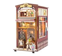 Kit di Bambola in Miniatura Fai da Te, Libreria di Caffè Mini 3D Modello di Costruzione Fibbia in Legno Montaggio Artigianato Modello Fai da Te Diorama House Building Set (Caffetteria)