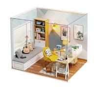Kit di bambole in miniatura fai -da -te - Sunshine Study Room con mobili e luci a LED, modello di casa in legno fatto a mano, kit di artigianato decorativo per adolescenti e adulti, set di hobby creat