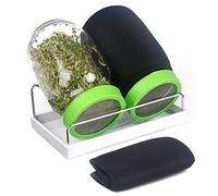 Kit di barattoli per germogli e semi con vasetti per massoni a bocca larga, in acciaio inox di alta qualità, custodie oscuranti, vassoi e supporto per germogliare - broccoli in crescita, erba medica,