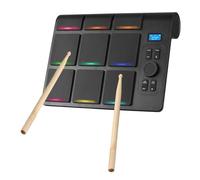 Kit di Batteria Digitale Portatile, 9 Pad con Illuminazione a Colori, Supporta BT MIDI, sensibilità Regolabile, Set di Batteria Elettronica a 2 Altoparlanti per Principianti e