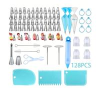 Kit di beccucci per torte, 128 pezzi, Ultimate Cake Decorating Piping Nozzle Set-57 Piping Tips& Complete Tools for Professional DIY Baking Tool Decorating Kit boccole (Blue)