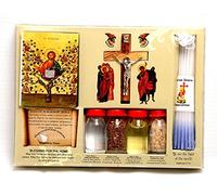 Kit di benedizione per la casa Bottiglie, Croce e Candele dalla Terra Santa Gerusalemme