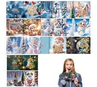 Kit di biglietti di Natale per biglietti di auguri artistici con strass - Kit di fabbricazione di biglietti 12X - Artigianato di Natale per , Kit di artigianato per biglietti di Natale, pittura di