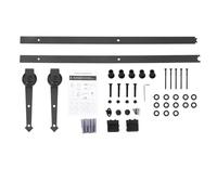 Kit di binari a rulli per porta scorrevole del fienile di scorrimento fluido e durevole premium per armadio, armadio, fienile, interno, esterno, acciaio al carbonio POM nero 6FT