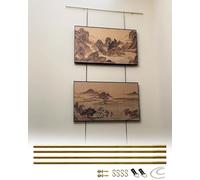 Kit di binari per Appendere Quadri in Ottone Vintage - Ganci Regolabili per cornici artistiche, Binario Decorativo da museo, Esposizione Personalizzabile in Galleria (4 Pezzi, 220 cm/86,6 po