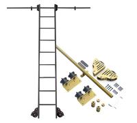 Kit di binari per biblioteche, in acciaio, con ruote a rullo, per uso domestico e ufficio, binario a pista per scaletta (scala non inclusa)