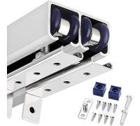 Kit di binari per Porta Scorrevole a Scomparsa con puleggia, Bypass e Telaio per Porta a Scomparsa, 1,8 m/5,9 Piedi, Colore Argento, con Viti Incluse.
