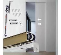 Kit di binari per porta scorrevole con chiusura ammortizzata, 4,2 m, con rullo e viti, per porte dell'armadio della camera da letto e del patio (finitura champagne)