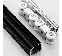 Kit di binari per porta scorrevole per esterni, resistente, con guide flessibili nascoste, con ganci a 8 ruote
