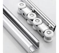 Kit di binari per porta scorrevole per esterni, resistente, con guide flessibili nascoste, con ganci a 8 ruote