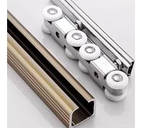 Kit di binari per porta scorrevole per esterni, resistente, con guide flessibili nascoste, con ganci a 8 ruote