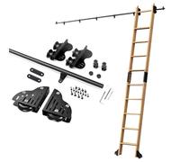 Kit di binari per Porte scorrevoli a Scomparsa di Colore Nero con Accessori per Scala a rotelle da Biblioteca (Scala Non Inclusa), binari di Scorrimento Resistenti per armadi a soppalco Inte