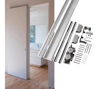 Kit di binari per Porte scorrevoli Invisible Ghost con Chiusura Ammortizzata - Ferramenta Senza binari per Porte scorrevoli Tipo fienile, Adatta a Porte da 24 a 59 Pollici, Binario a scompar