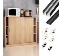 Kit di binari per porte tascabili per rulli bypass per porte da fienile, binario di ricambio per armadi e armadi