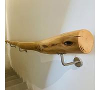 Kit di binari per scale in legno massello naturale con staffe di montaggio a parete antiscivolo per anziani, asta di supporto di sicurezza per interni, ringhiera senza barriere per scale e corridoi