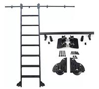 Kit di binari per scale mobili in acciaio resistente, regolabile da 1 m a 6,1 m, nero, con ruote a rulli scorrevoli, sistema di binari da 4 m per una facile mobilità e stabilità