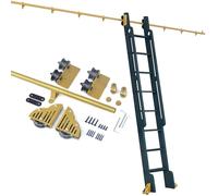 Kit di binari per scale scorrevoli, 1 m - 7,3 m, kit hardware con ruote a rulli per pavimento, binario a tubo rotondo,