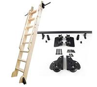 Kit di binari per Scale scorrevoli per biblioteche, Resistenti e con Sistema a rulli, Colore Nero, Lunghezza 600 cm (20 Piedi).