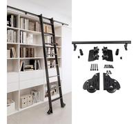 Kit di binari per Scale scorrevoli, Robusto e Resistente, Ideale per Case e biblioteche, con Lunghezza Regolabile da 1,2 a 6 Metri, Guide Nere Alte e Basse, Perfetto per soppalchi e ripostig