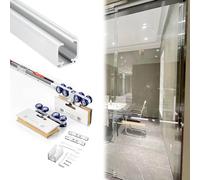 Kit di binari scorrevoli con Chiusura Ammortizzata per Porta in Vetro, Kit Hardware per Porta Tascabile a Chiusura rallentata, Binario di Guida per Porta Scorrevole in Alluminio, binari per Porta