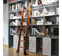 Kit di binari scorrevoli per biblioteca, per scaletta di rotolamento, con tubo rotondo, binario mobile e ruote da pavimento, dimensioni 100 cm