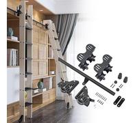 Kit di binari scorrevoli per scale da biblioteca, rulli per pavimento, kit di binari per scale mobili da biblioteca da 3,3 a 20 piedi per soppalco con libreria (senza scala), kit di scale es