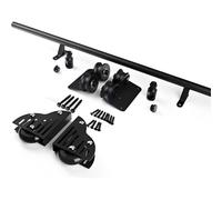 Kit di binari scorrevoli per scaletta da biblioteca con rotelle, ruota inferiore inclusa, per cucina, soppalco, magazzini, libreria, soppalco, spogliatoio, acciaio nero (senza scale)(200cm Kit pista)