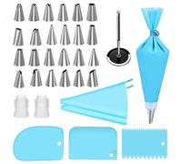 Kit di bocchette professionali per sac à poche in acciaio inox - beccucci russi grandi+sac à poche in silicone e accessori per decorare cupcake e torte-rose e fiori-foglie-kit per dolci(pacco regalo)